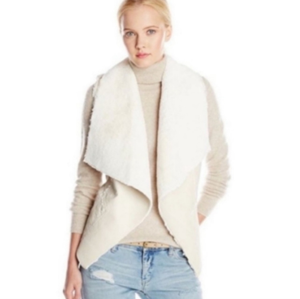 Blank NYC Cream Faux Leather Sherpa Lining Vest